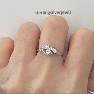 Sterling Silver CZ Evil Eye Ring, Silver Rings, Protection Ring, All Seeing Eyes